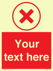 Custom red background, red cross in circle sign